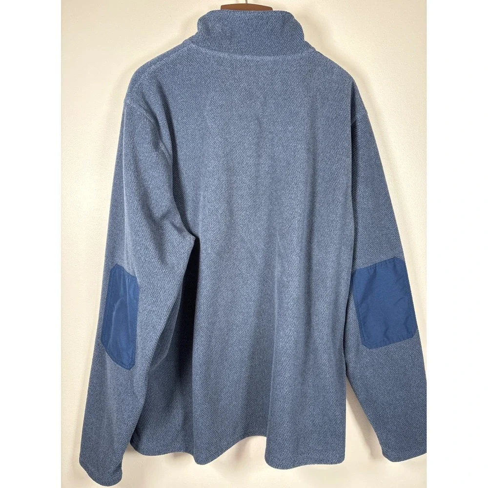 Simply Southern Mens XL Blue Heather Quarter Snap Fleece Pullover Elbow Patches